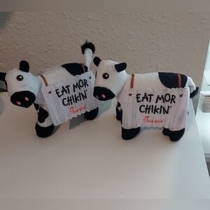 Chick-fil-A Eat Mor Chikin Cow Plush Lot of 2 Mini 5 inch Stuffed Toys Ad Promo